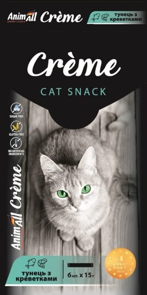 AnimAll Сrme для котів зі смаком тунця з креветками, 1х15 г