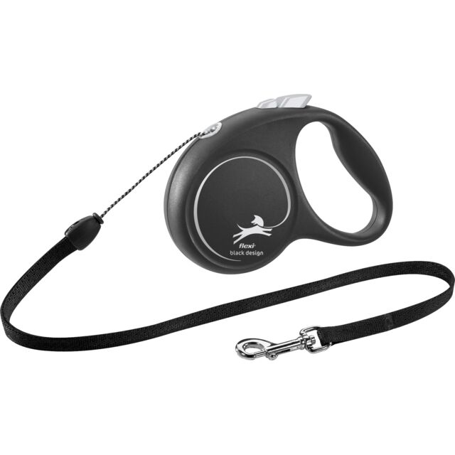 Flexi Black Design S cord поводок-рулетка 15 метра до 12 кг