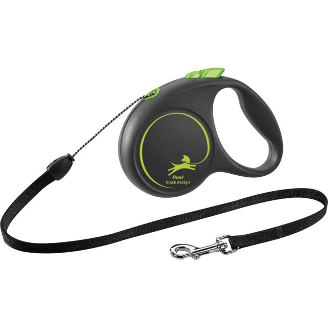 Flexi Повідець-рулетка Black Design трос S (5 м, до 12 кг)зелена