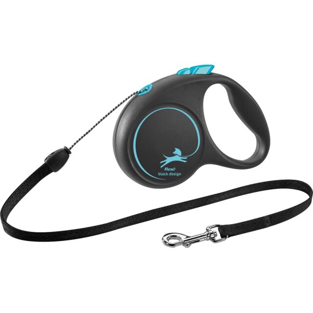 Flexi Повідець-рулетка Black Design трос S (5 м, до 12 кг)блакитна