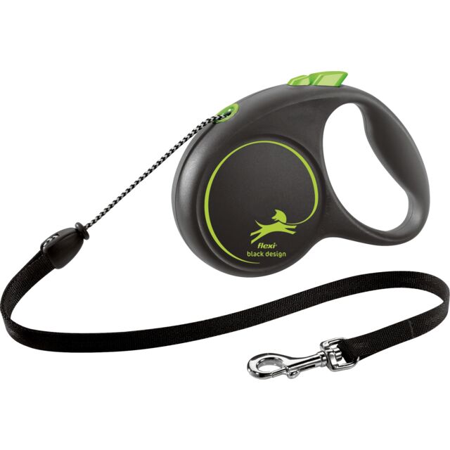 Flexi Рулетка-повідець Black Design М трос 5м/20кг зелений