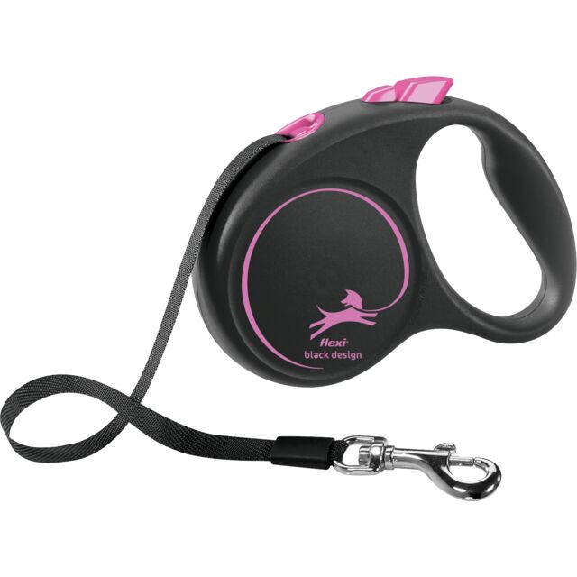Flexi Повідець-рулетка Black Design стрічка S (5 м, до 15 кг)рожевий