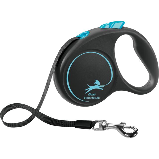Flexi Повідець-рулетка Black Design стрічка S (5 м, до 15 кг) блакитний