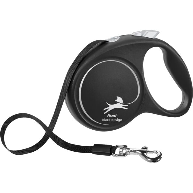 Flexi Рулетка -повідець Black Design M стрічка 5м125кг сріблястий