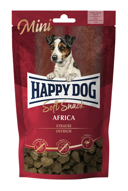 HAPPY DOG SoftSnack Mini Africa 100g мякі закуски для собак дрібних порід аї страусом та картоплею 100g