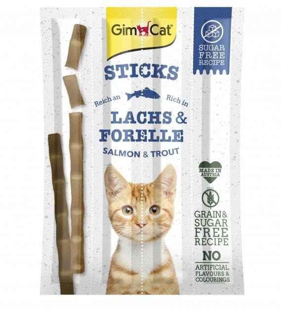 Ласощі GimCat для котів палички ГімКет Стікс з лососем та тріскою 4 по 5г арт.400174/400778