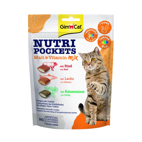 Ласощі GimCat Nutri Pockets для котів мультивітамін мікс крекери з начінкою 150 гр