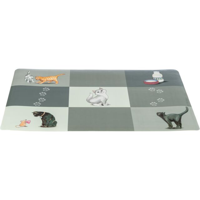 Килимок Trixie під миски для котів Patchwork пластиковий сірий 44°28см