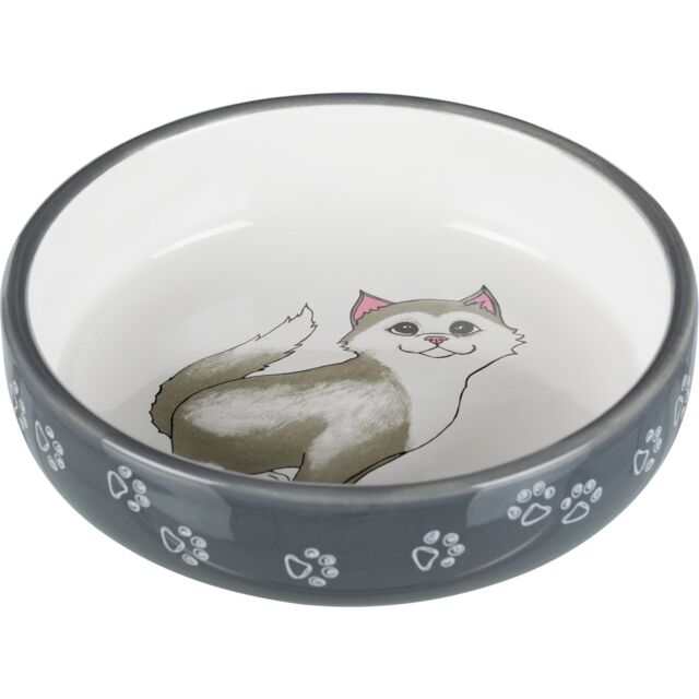 Миска Trixie для котів коротконосих порід керамічна сіра/біла 15см 0.3л арт.24784