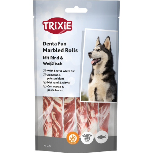 Кісточка для чищення зубів Trixie Denta Fun мармурова яловичина 12см 70г 6 шт