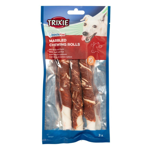 Кісточка для чищення зубив Trixie Denta Fun мармурова яловичина 17 см 140 гр