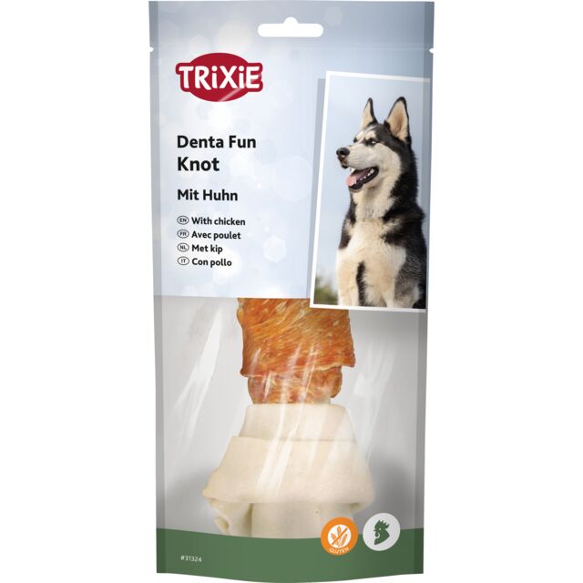 Кісточка Trixie для чищення зубів Denta Fun натуральна шкіра 18см 120гр