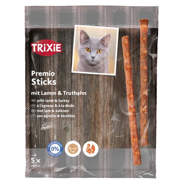 Ласощі Trixie для котів Преміо "Quadro-Sticks" палички ягня/індичка 5г