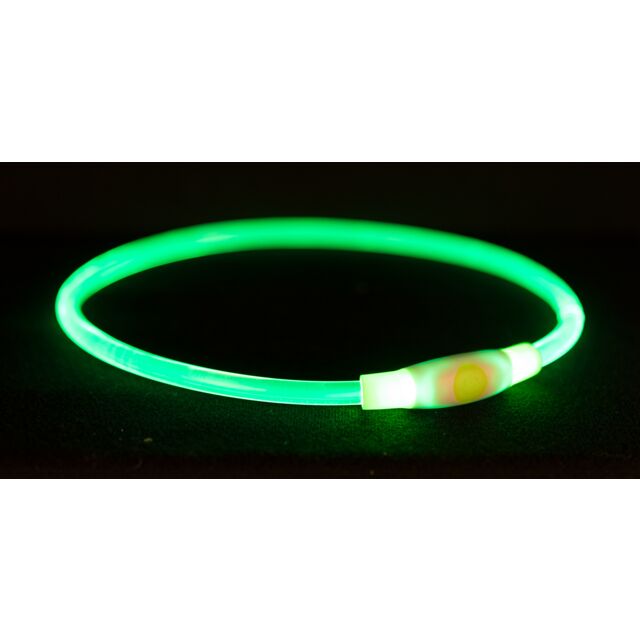 Нашийник Trixie Flash Light Ring USB для собак мигаючий силіконовий зелений розмір S–M 35 см/8 мм арт.12660