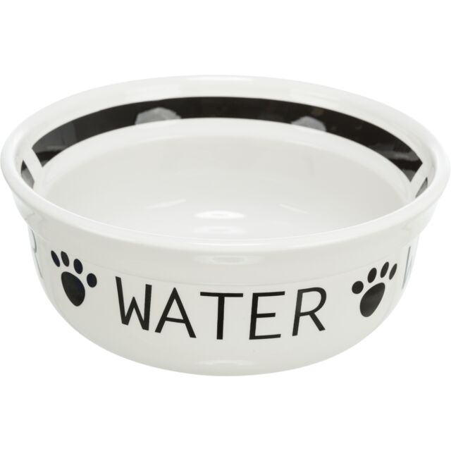 Миска Trixie Water керамічна для собак 0,25 діаметр 13 см біло-чорна арт 24485