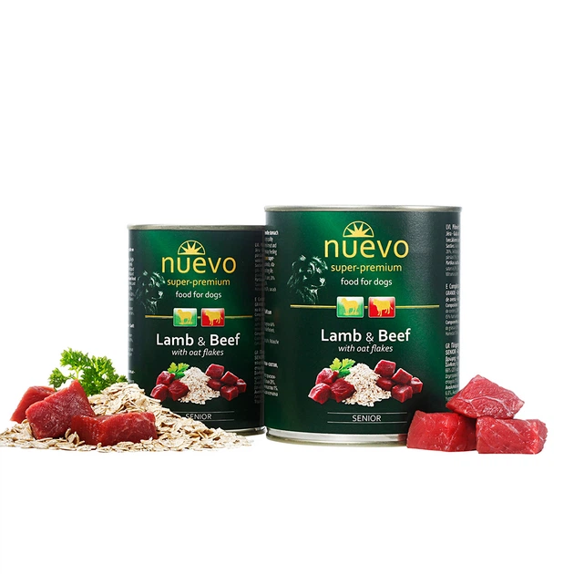 Корм конс. NUEVO SENIOR з ягням, яловичиною та вівсянкою, для дорослих собак, 800г