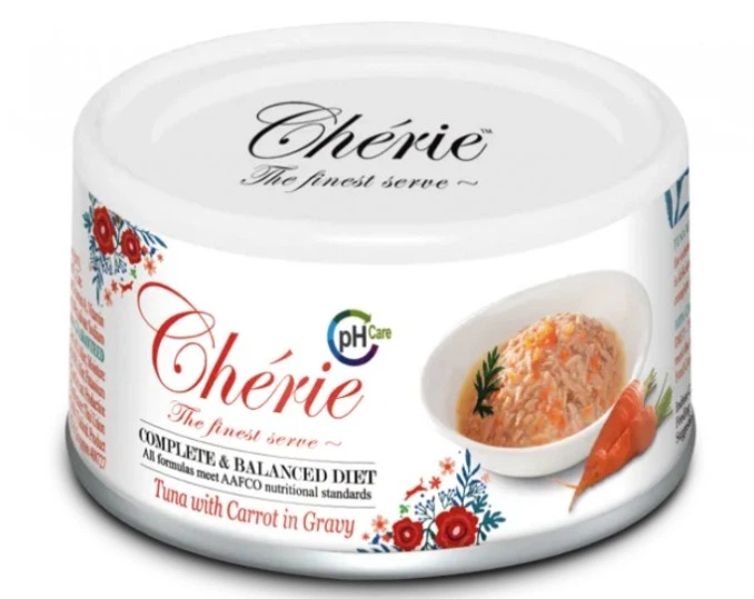 Cherie вологий корм для підтримки сечовивідних шляхів у котів зі шматочками тунця та моркви в соусі 80 гр