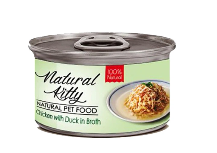 Natural Kitty Broth Series Chicken with duck in broth Курка з качкою в бульйоні вологий додатковий корм для котів. 80г