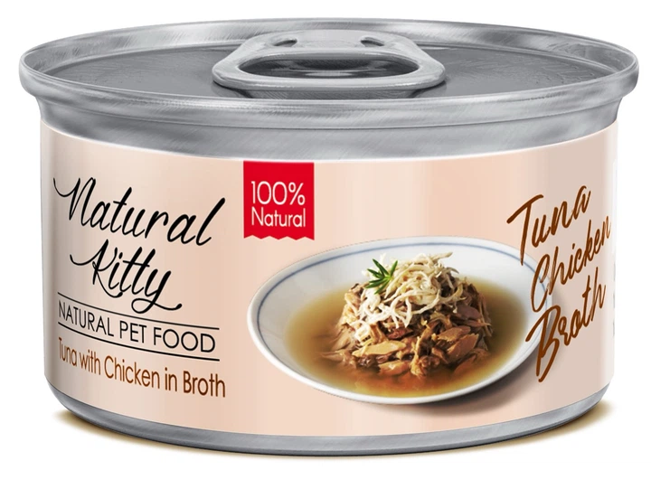 Вологий корм для котів з куркою та тунцем Natural Kitty Broth Series Tuna With Chicken In Broth, 80 гр