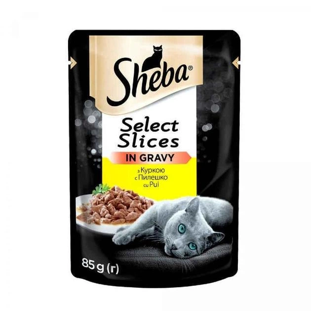 Корм для котов Sheba Black&Gold с курицей в соусе 85 гр