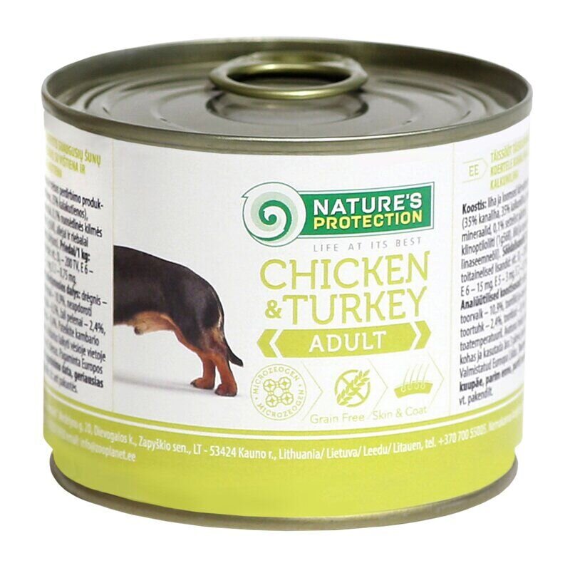 Влажный корм для собак всех пород с курицей и индейкой Nature's Protection Adult Chicken&Turkey 200г