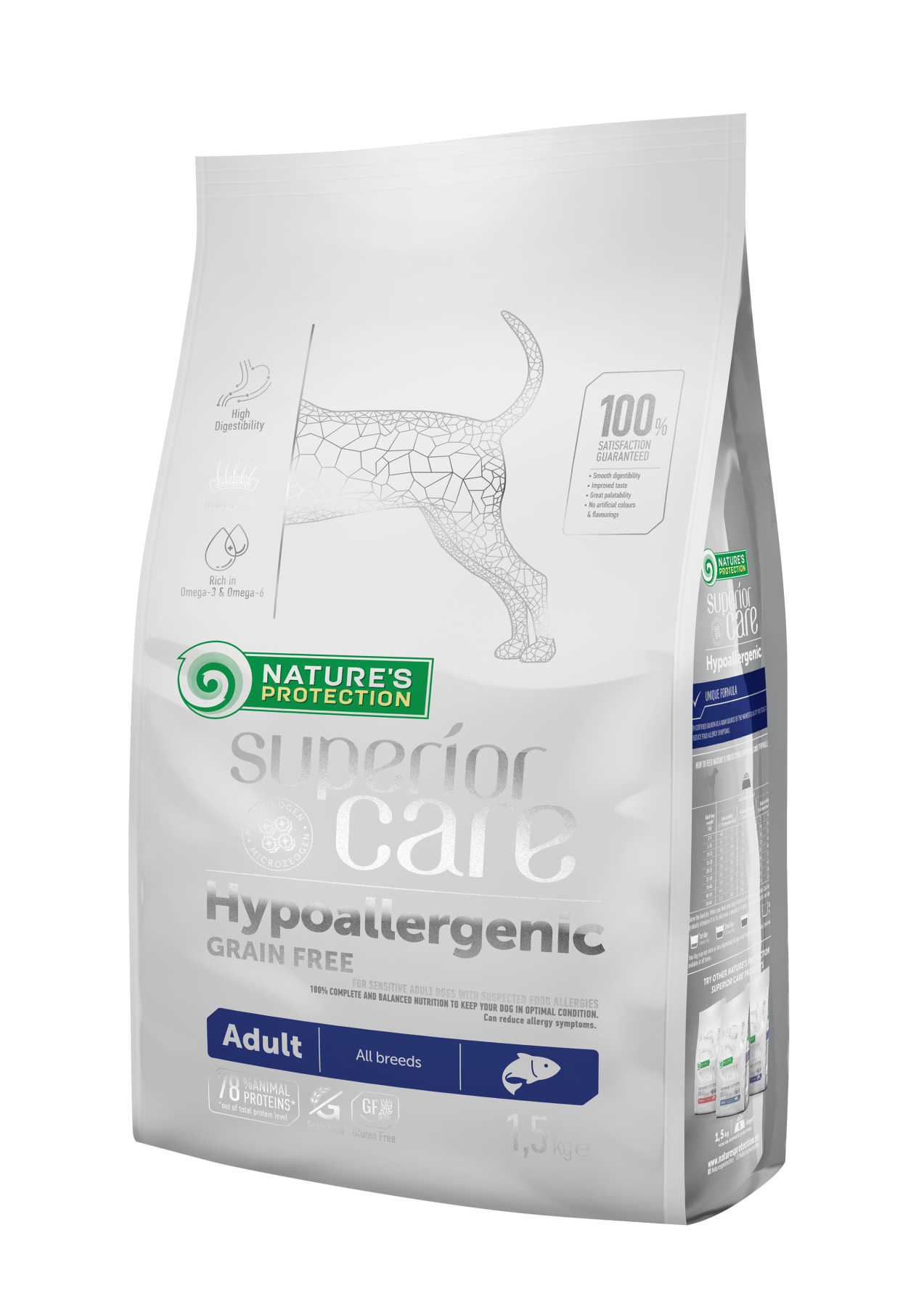 Natures Prot гіпоалергенний корм для дорослих собак всіх порід Superior Care Hypoallergenic Grain Free Adult All Breeds 1.5кг