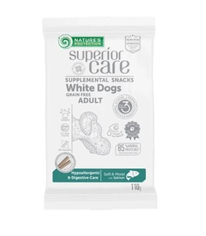 Лакомство для соб. с белым окр. шерс Nature's Protection Superior Care White Dogs Hypoallergenic & Digestive Care с лососем,110г