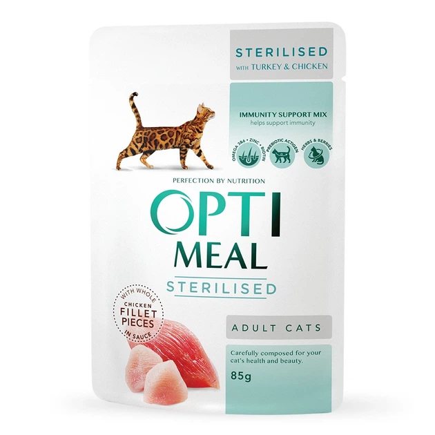Opt+ Пауч кот. для стерил. котів індик та курка 12x85 г