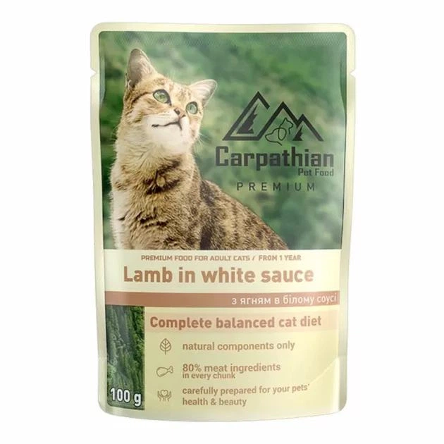 Carpatian Pet Food ягня у білому соусі для котів 100 гр