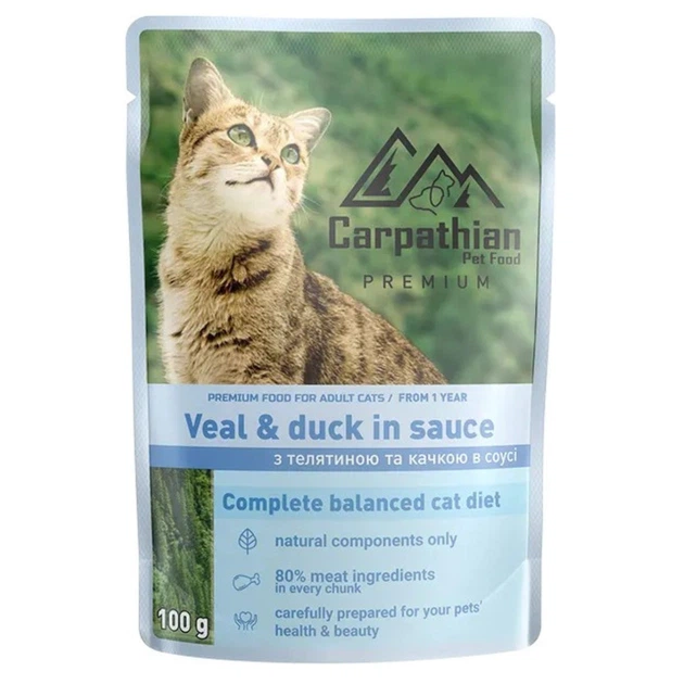 Carpatian Pet Food для котів телятина з качкою в желе 100 гр
