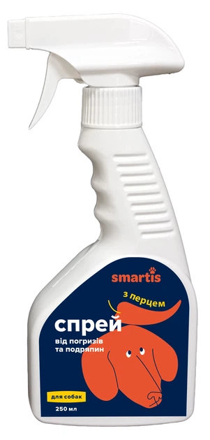 Спрей від погризів та подряпин з перцем для собак 250 мл бренд "Smartis"