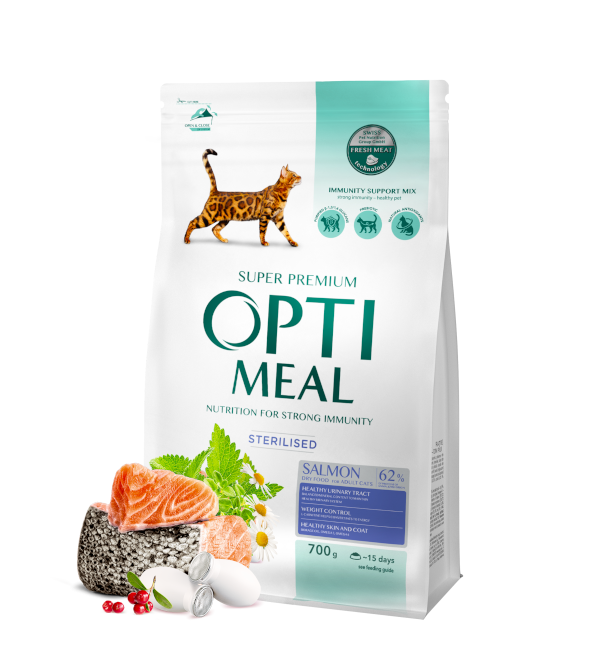 OPTIMEAL для котів стеріл. лосось 700 гр