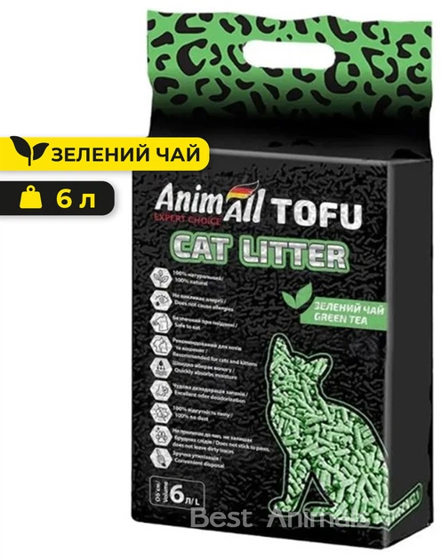 Наполнитель Animall TOFU зеленый чай 6л