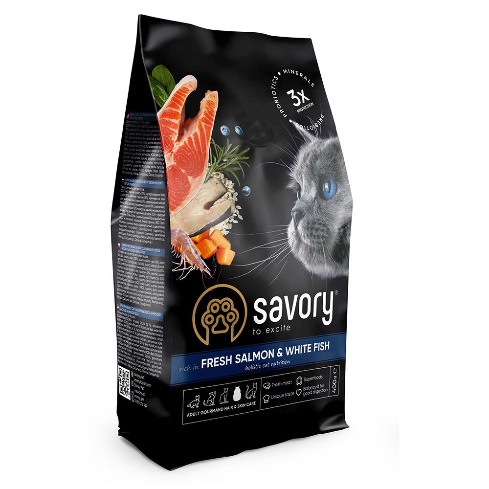 Savory Adult Cat Gourmand Fresh Salmon and White Fish 0,4kg