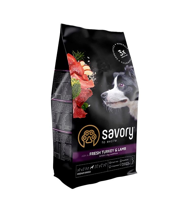 Savory Medium Breed rich in Fresh Turkey and Lamb 1 kg