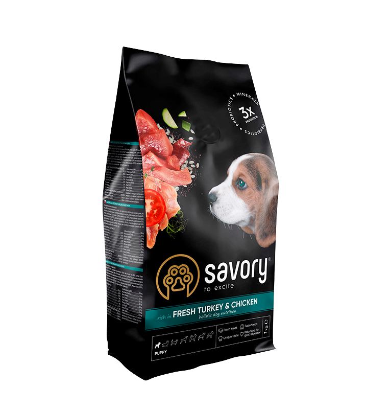 Savory Puppy rich in Fresh Turkey and Chicken 1 kg
