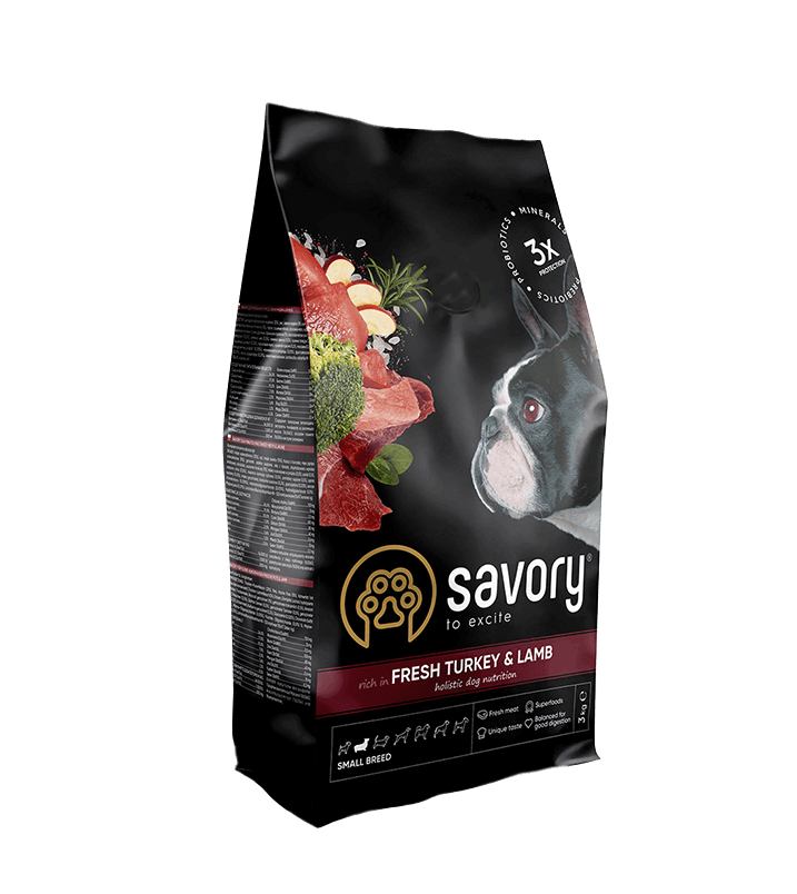 Savory Small Breed rich in Fresh Turkey and Lamb 3 kg