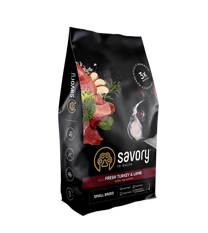 Savory Small Breed rich in Fresh Turkey and Lamb 8 kg
