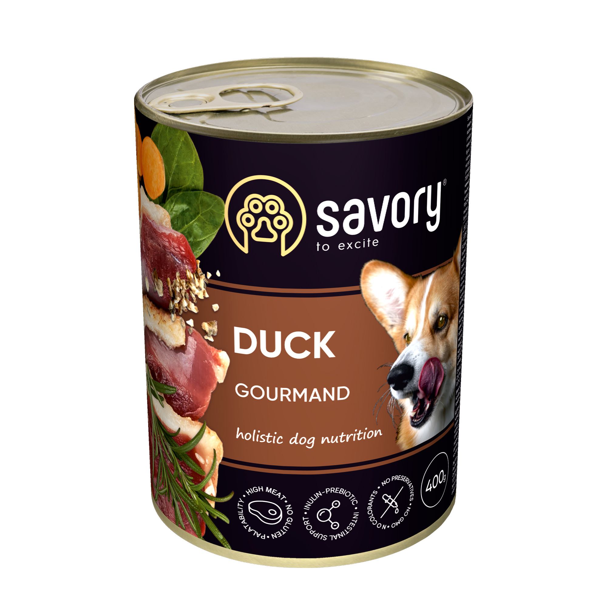 Savory Dog Gourmand качка банка 400g