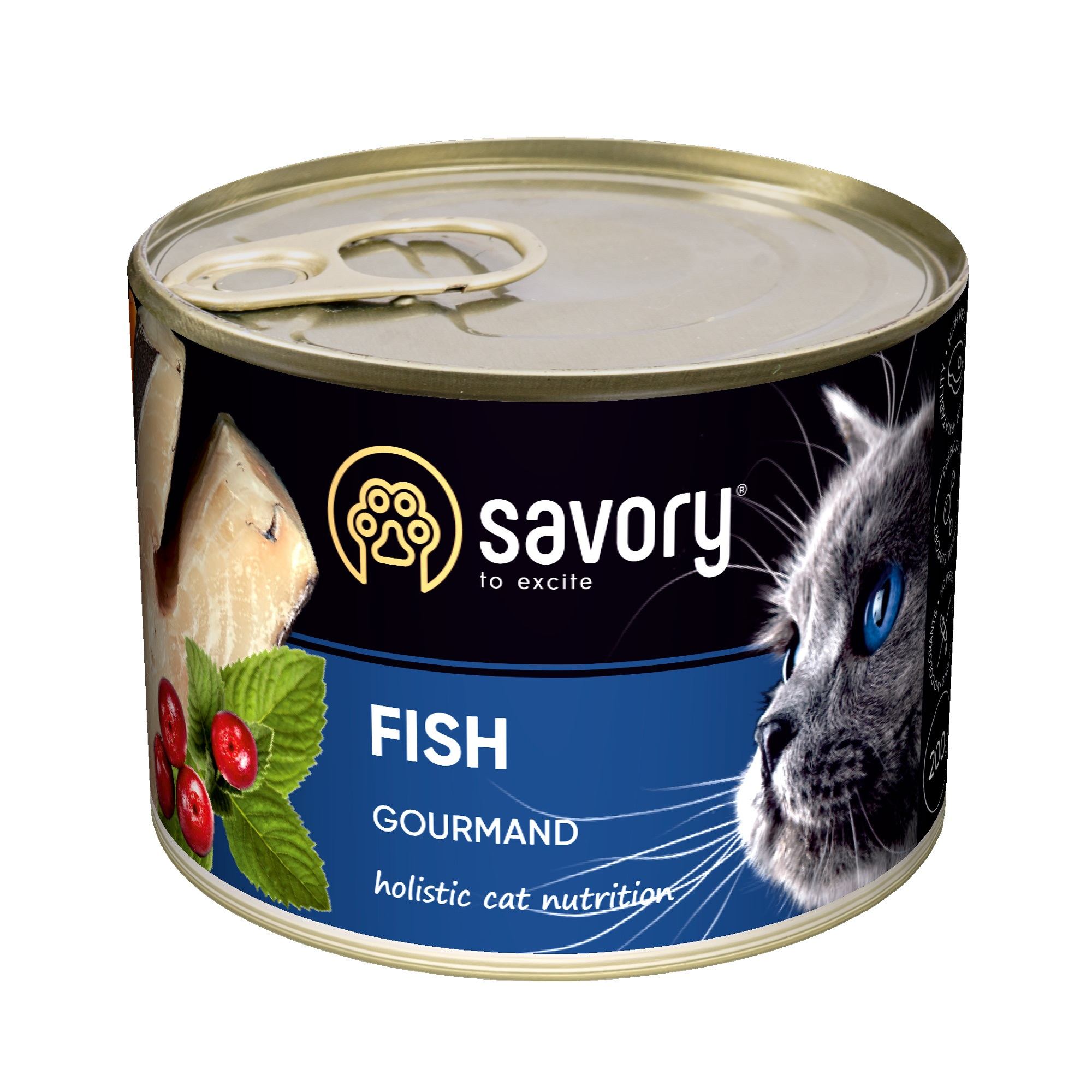 Savory Cat Adult для вибагливих котів риба банка 200g