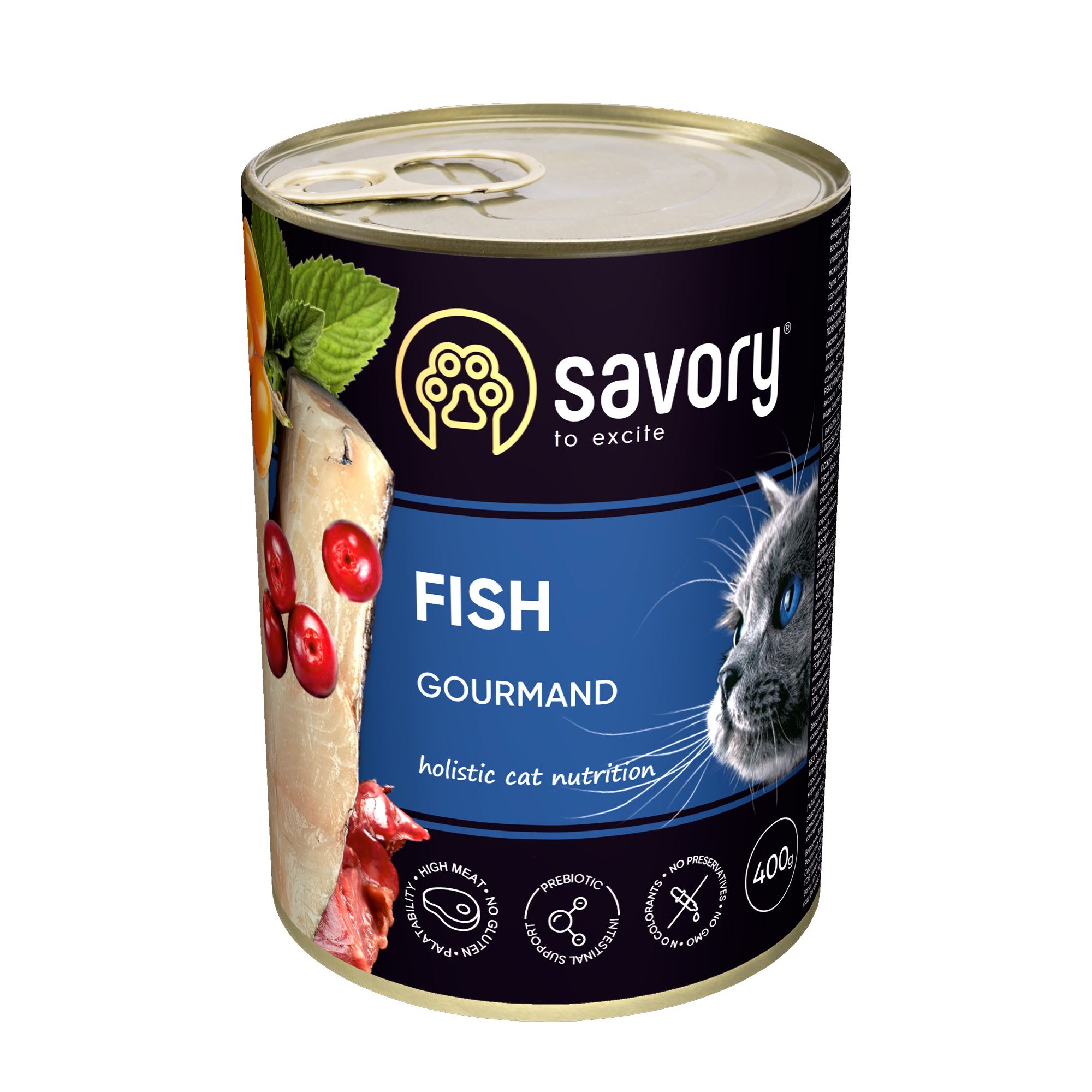 Savory Cat Can Adult для привередливых котов Рыба k 400g