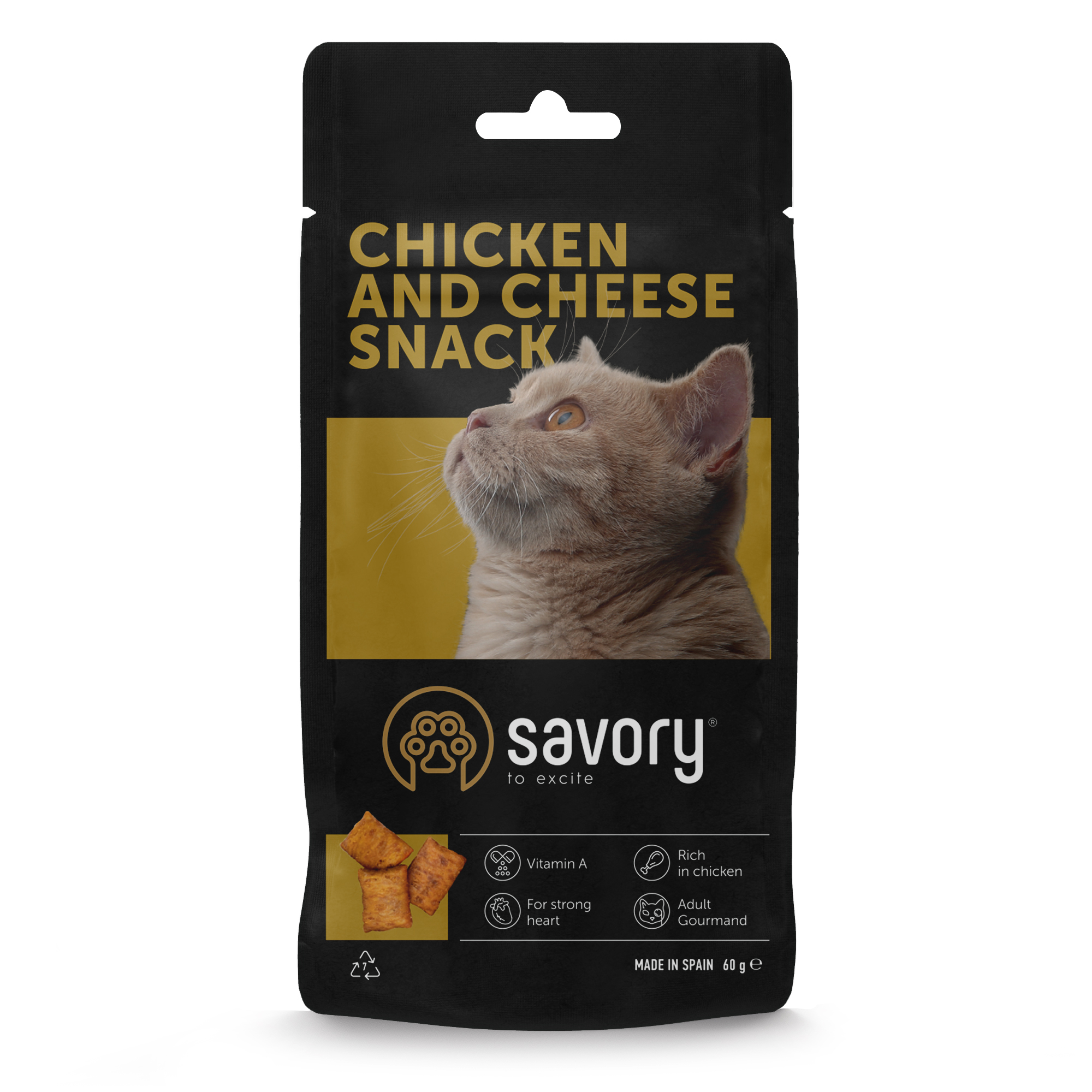 Ласощі SAVORY для котів Гурман із Куркою та Сиром, 60г, арт. 31461