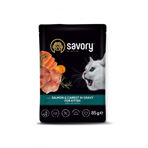 Savoty пауч для кошенят з лососем та морквою 85 гр