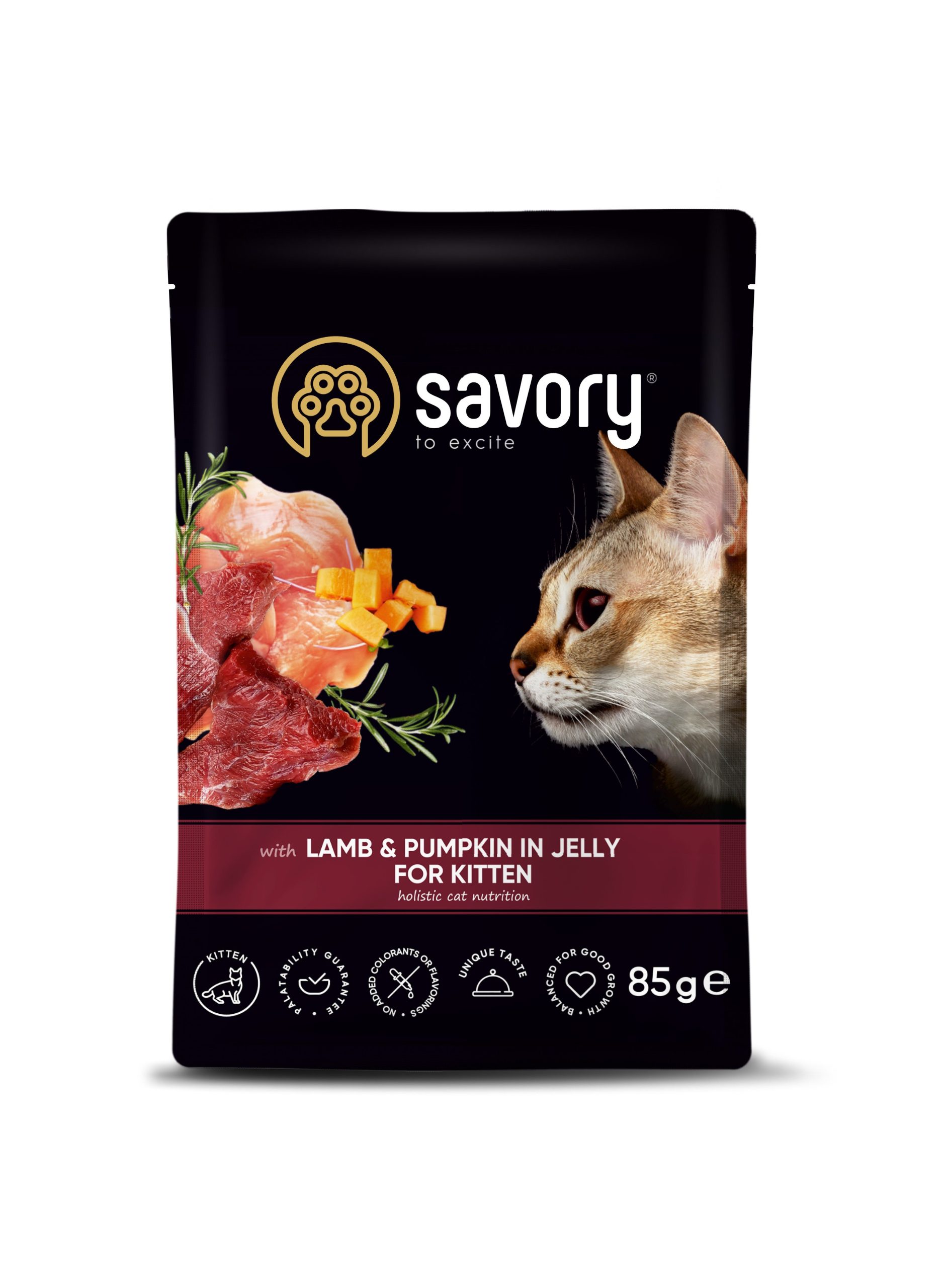 Savory пауч для кошенят з ягненком та гарбузом у желе 85 гр