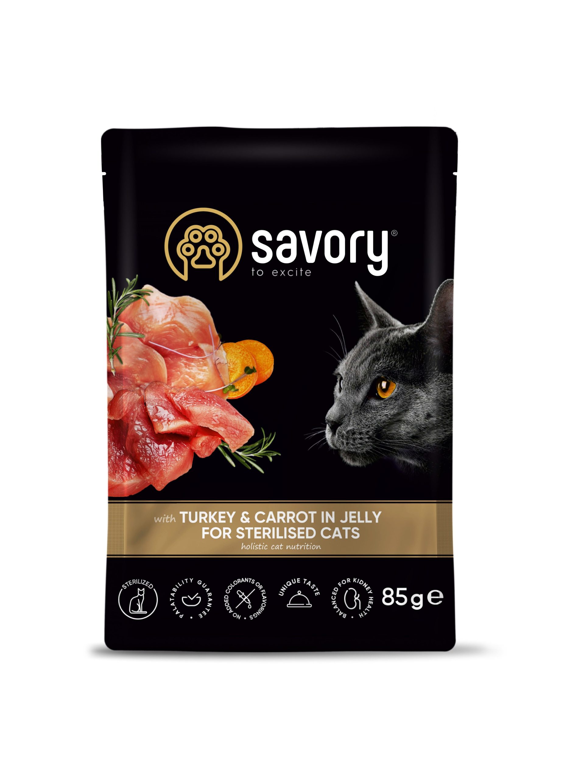 Savory для стерилізованих котів з індичкою та морквою у желе 85 гр