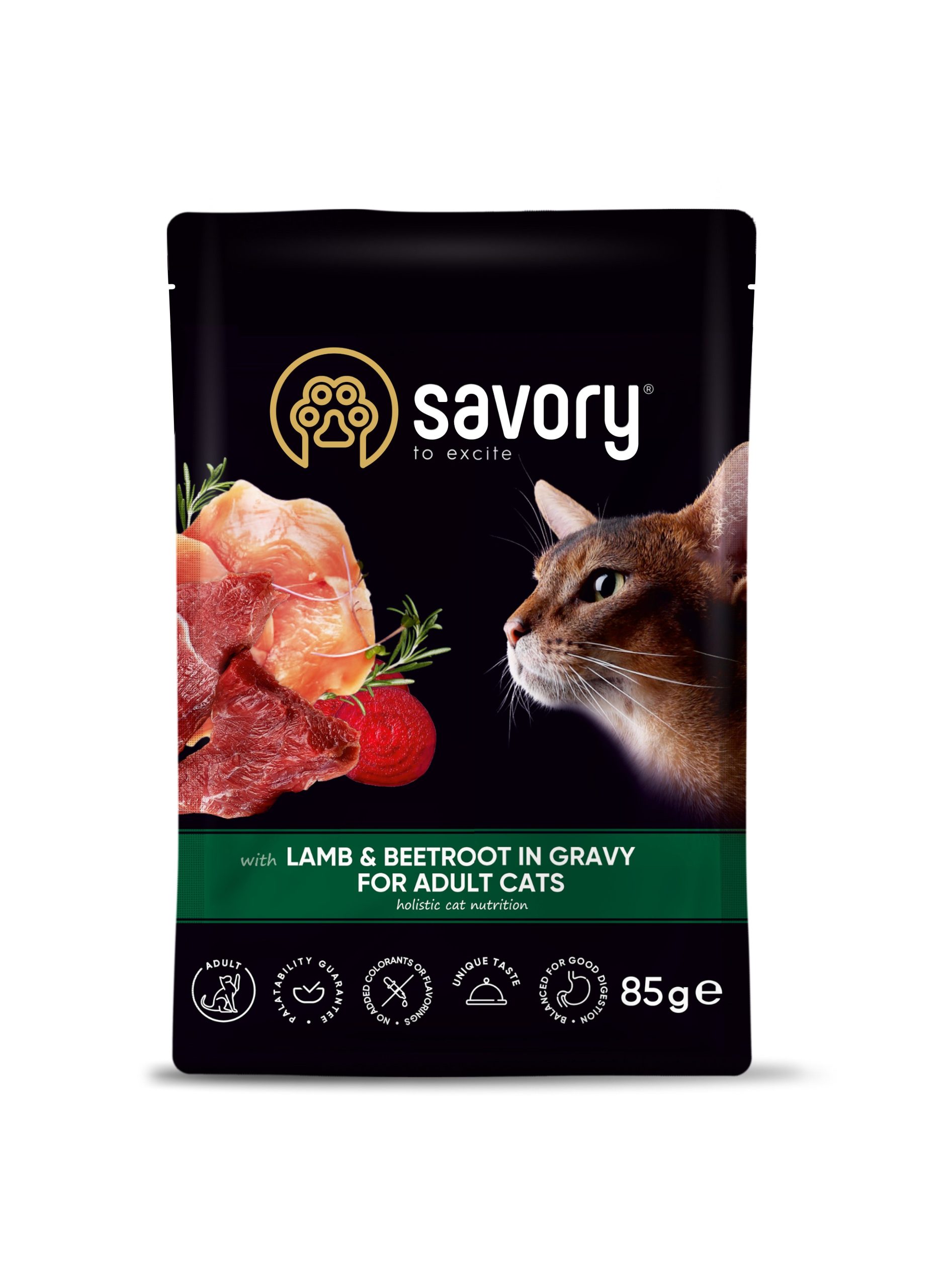 Savory пауч для дорослих котів з ягням та буряком у соусі 85 гр