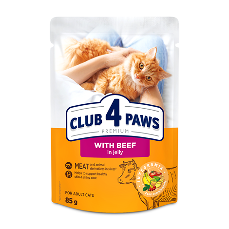 Вологий корм Club 4 Paws для дорослих котів з яловичиною в желе 85 г