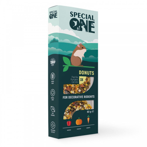 Пончики SPECIAL ONE «Паприка, гарбуз, морква» для декоративних гризунів 60г арт
