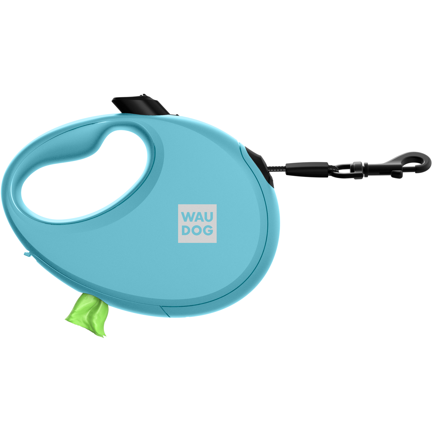 Повідець-рулетка для собак WAUDOG R-leash з контейнером для пакетів, світловідбивна стрічка, S, до 12 кг, 3 м, блакитний