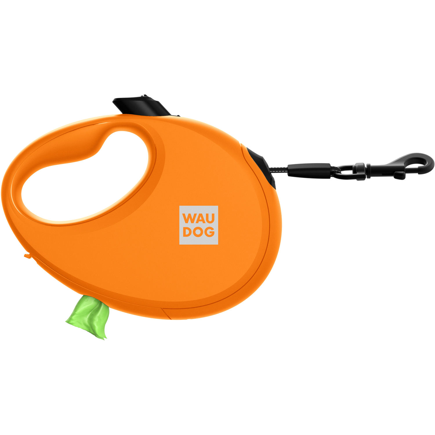 Повідець-рулетка для собак WAUDOG R-leash з контейнером для пакетів, світловідбивна стрічка, S, до 12 кг, 3 м, помаранчевий